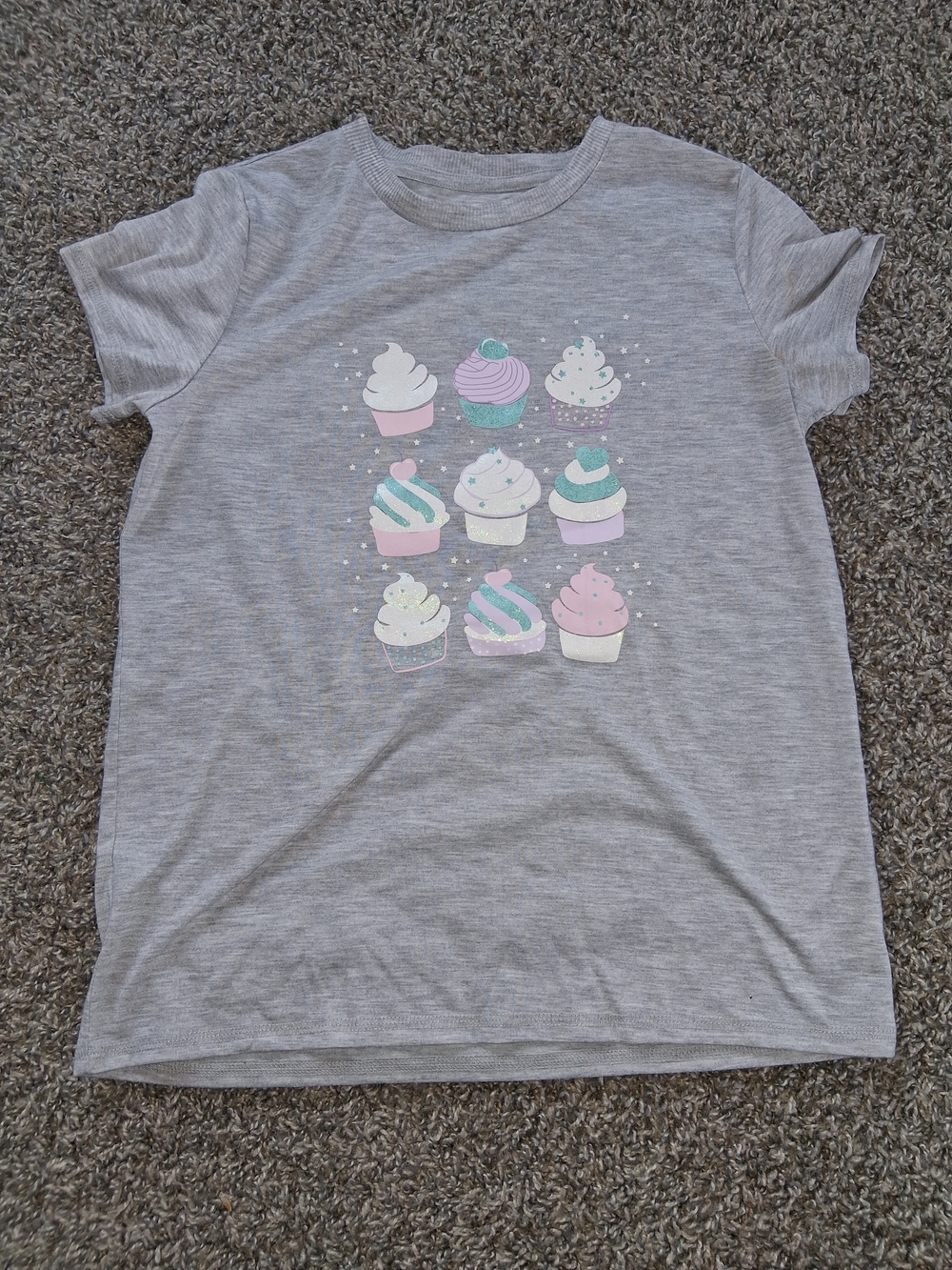 BCBGirls Gray Short-Sleeve Tee with Pastel Cupcake Grid
